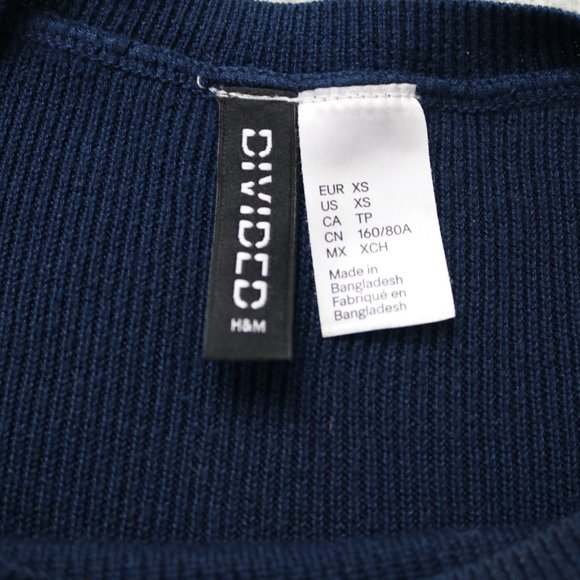 Navy Long Sleeve Crop Top Size XS - Picture 5 of 6